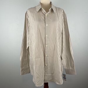 NWT Via Europa Beige Striped Button-Up Shirt Size XL